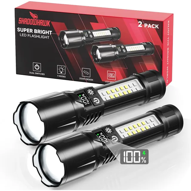 Shadowhawk S1687 zaklampen met COB-zijlicht – 2-pack